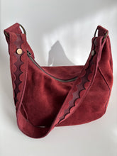 Load image into Gallery viewer, Suede Hobo Bag with Scallop Detail