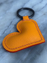 Load image into Gallery viewer, Orange Epsom Leather Heart Key Fob