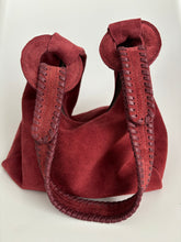 Load image into Gallery viewer, Slouchy Burgundy Wine Suede Hobo Bag