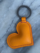 Load image into Gallery viewer, Orange Epsom Leather Heart Key Fob