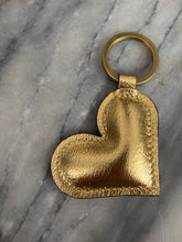 Load image into Gallery viewer, Metallic Gold Leather Heart Key Fob
