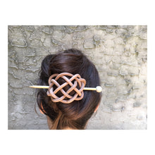 Load image into Gallery viewer, Woven Leather Hair Slide with Brass Pin
