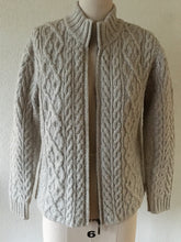 Load image into Gallery viewer, Fisherman’s Zip Cardigan Sweater in Grey Wool