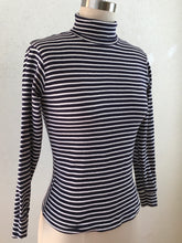 Load image into Gallery viewer, Blue And White Striped Long Sleeve Turtleneck