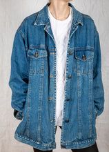 Load image into Gallery viewer, 1980s - 90s Long Medium Wash Denim Jacket