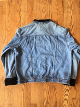 Load image into Gallery viewer, 1980s - 90s Light Wash Denim Jacket with Black Velvet Details