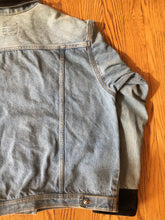 Load image into Gallery viewer, 1980s - 90s Light Wash Denim Jacket with Black Velvet Details