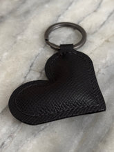 Load image into Gallery viewer, Black Epsom Leather Heart Key Fob
