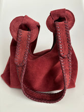 Load image into Gallery viewer, Slouchy Burgundy Wine Suede Hobo Bag
