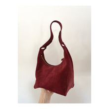 Load image into Gallery viewer, Soft suede hobo handbag in wine 
