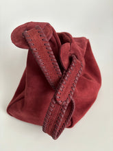 Load image into Gallery viewer, Slouchy Burgundy Wine Suede Hobo Bag Bohemian French Chic
