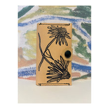 Load image into Gallery viewer, Echinacea Floral Natural Leather Veg Tan Snap Card Holder Wallet
