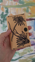 Load and play video in Gallery viewer, Echinacea Floral Natural Leather Veg Tan Snap Card Holder Wallet
