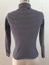 Load image into Gallery viewer, Blue And White Striped Long Sleeve Turtleneck
