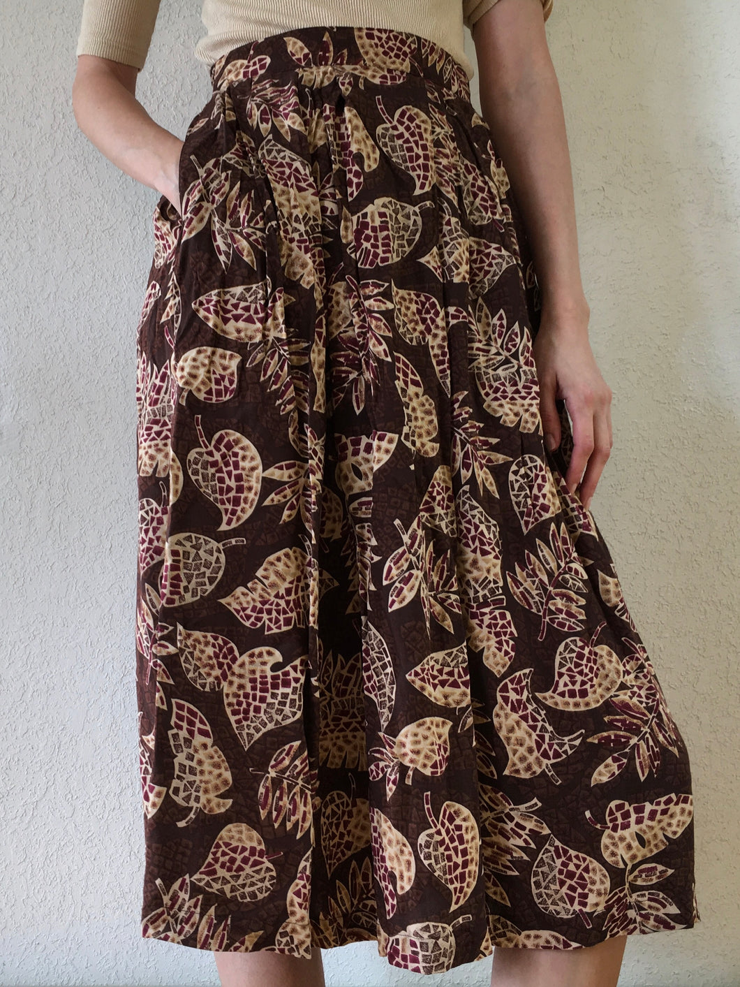 Gathered Brown Leaves Skirt