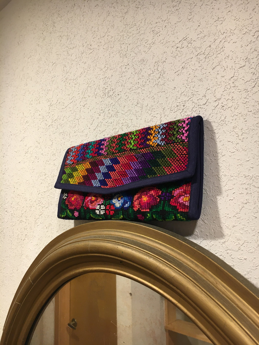 Embroidered clutch wallet