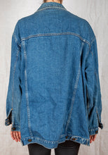 Load image into Gallery viewer, 1980s - 90s Long Medium Wash Denim Jacket
