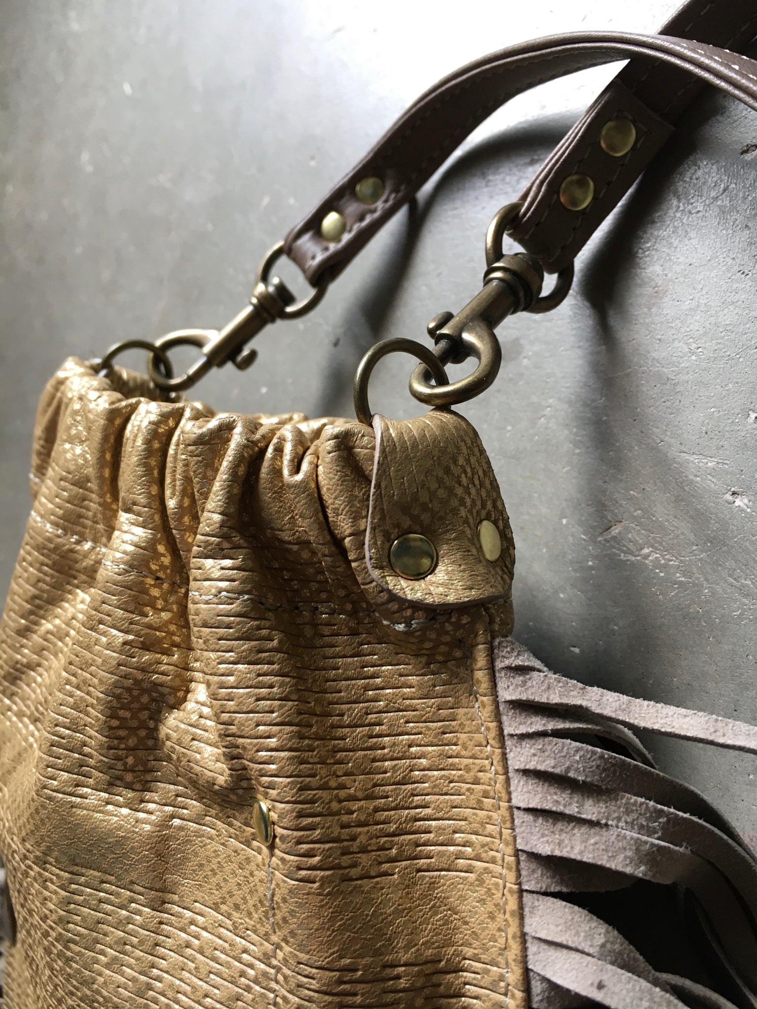 Leather Shoulder Bucket / Sling Bag by Britta Keenan