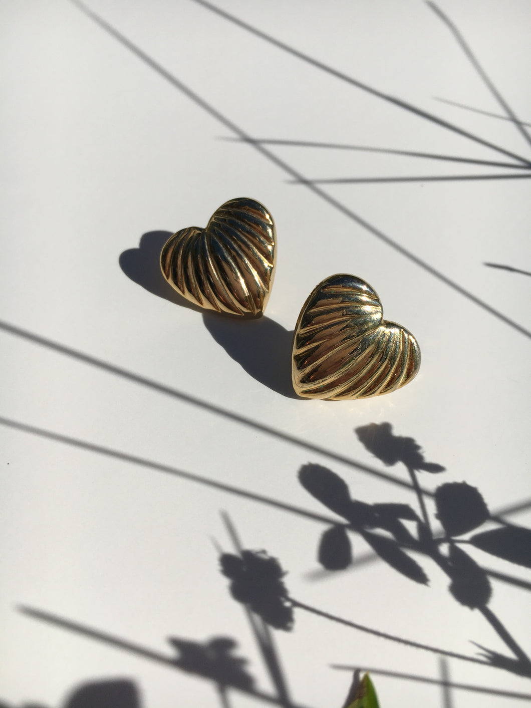 Gold Tone Heart Earrings