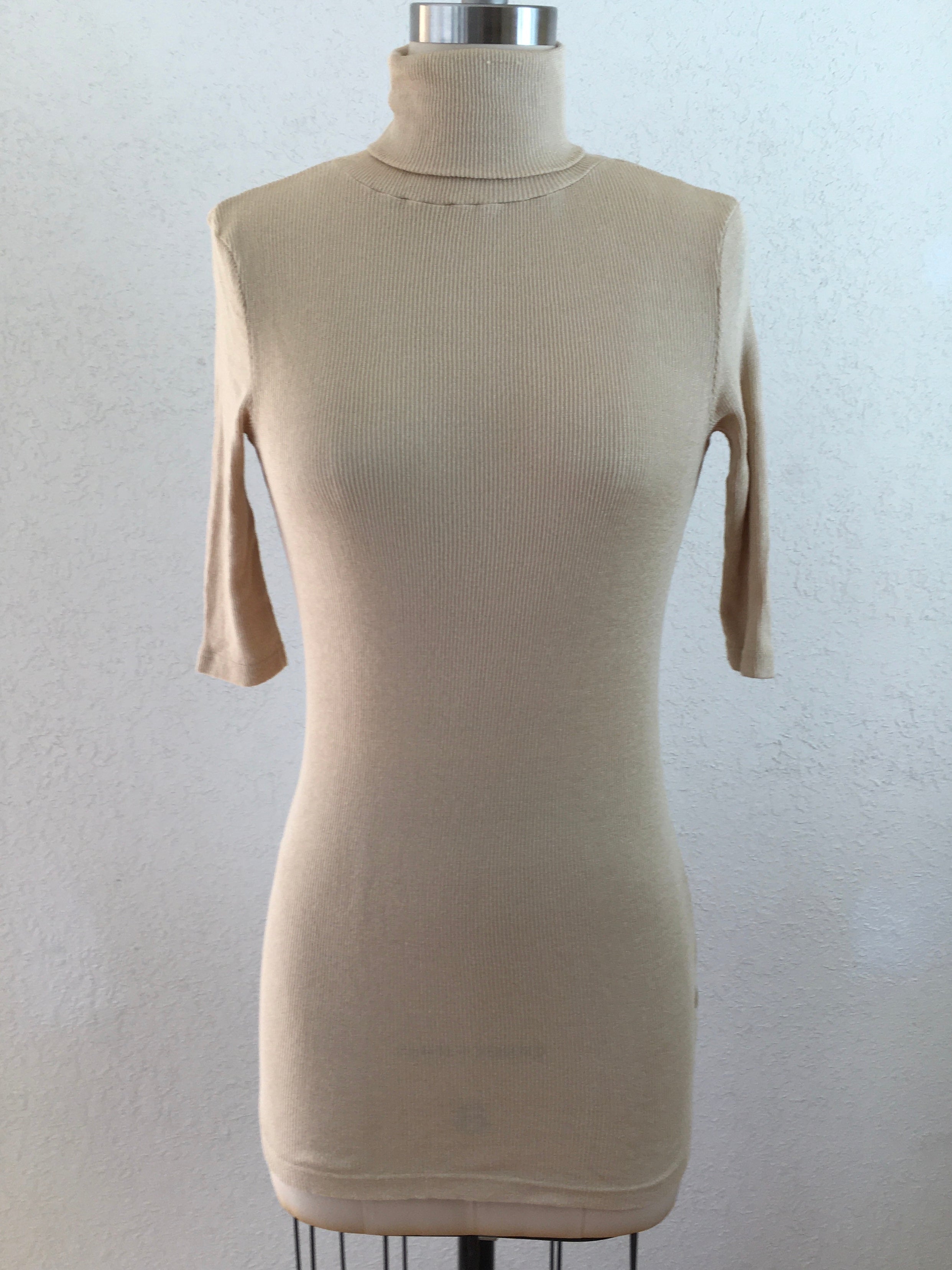 Beige Short Sleeve Long Top