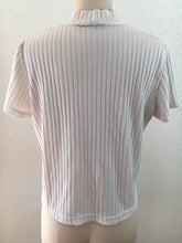 Load image into Gallery viewer, Off-White Mock Neck Ribbed Light Sweater Top
