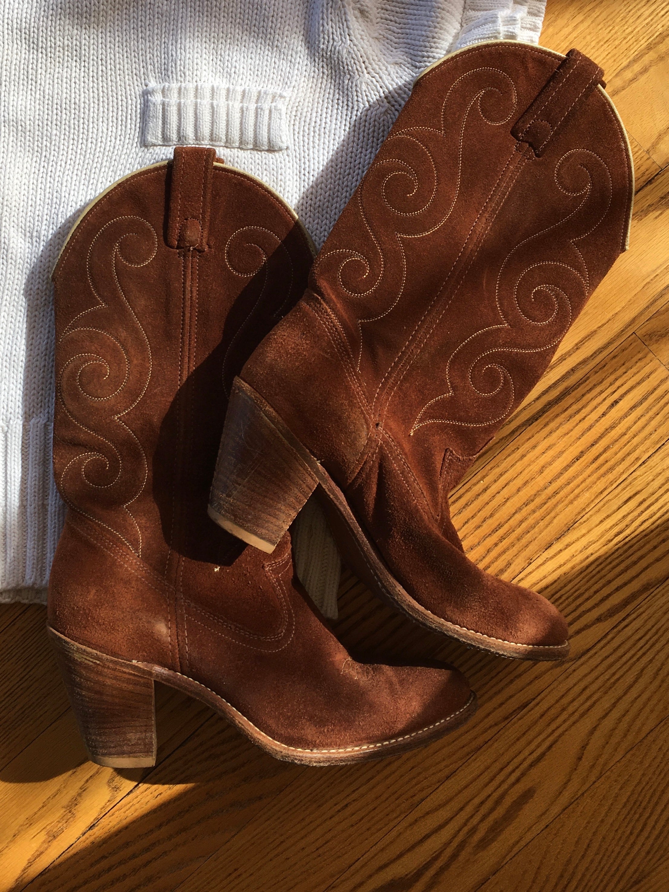 Brown Suede Western Boots