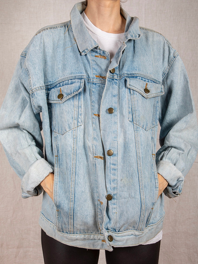 1980s - 90s Long Light Wash Denim Jacket